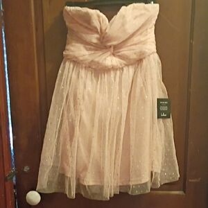 Lulu's Strapless Pink and Gold Dress